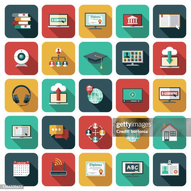 e-learning and online education icon set - teacher meeting stock illustrations