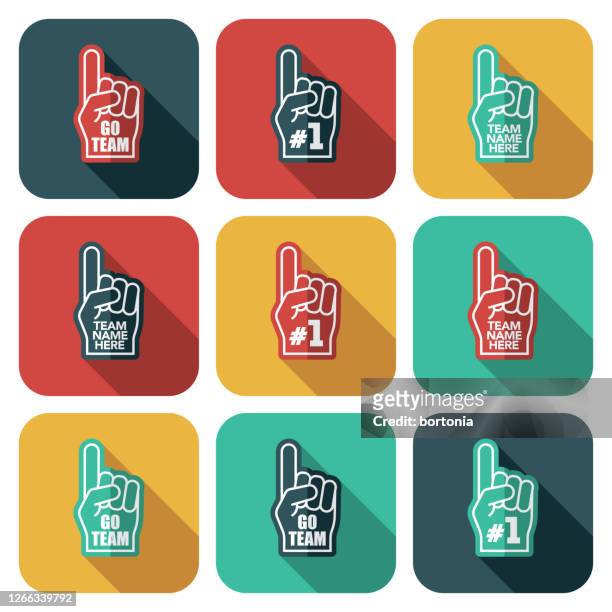 foam fingers icon set - large group of objects sport stock illustrations