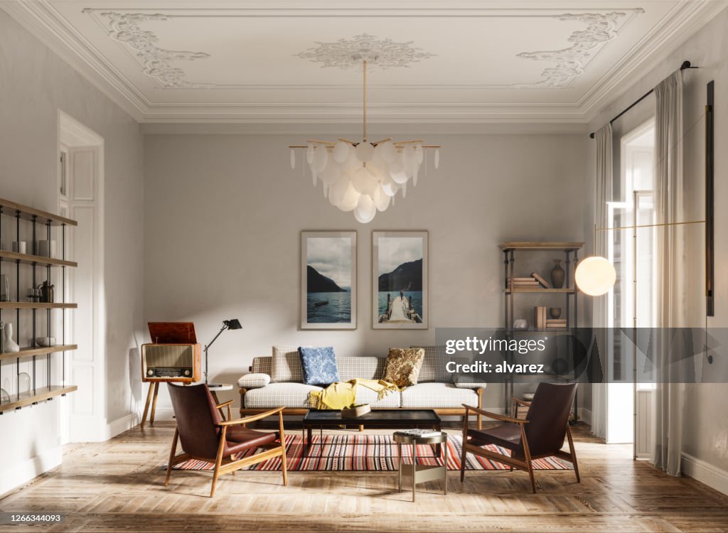 Interior de una sala doméstica en 3d