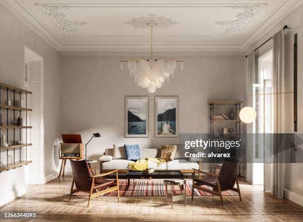 interior of a domestic room in 3d render - home ceiling stock pictures, royalty-free photos & images