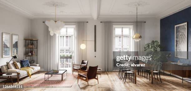 meeting room presentation pictures modern living room interior design in 3d - panoramic window stock pictures, royalty-free photos & images