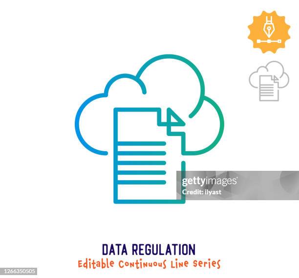 data regulation continuous line editable stroke icon - security response stock illustrations