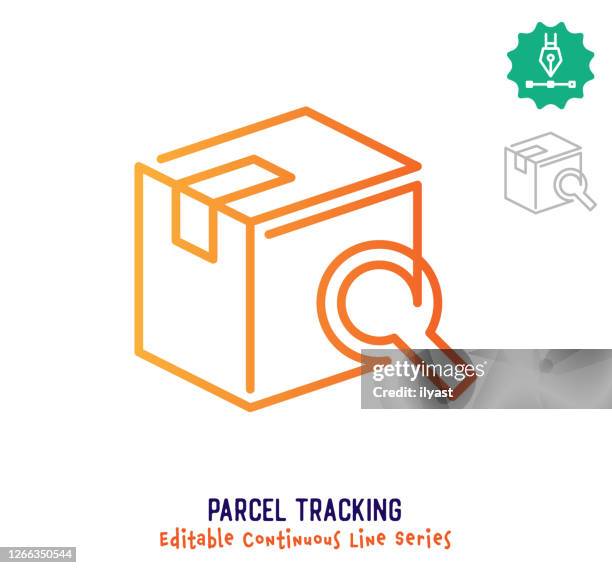 parcel tracking continuous line editable stroke icon - parcel tracking stock illustrations