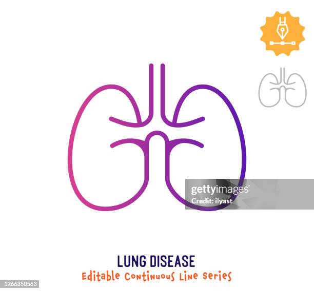 lung disease continuous line editable stroke icon - used tissues isolated stock illustrations