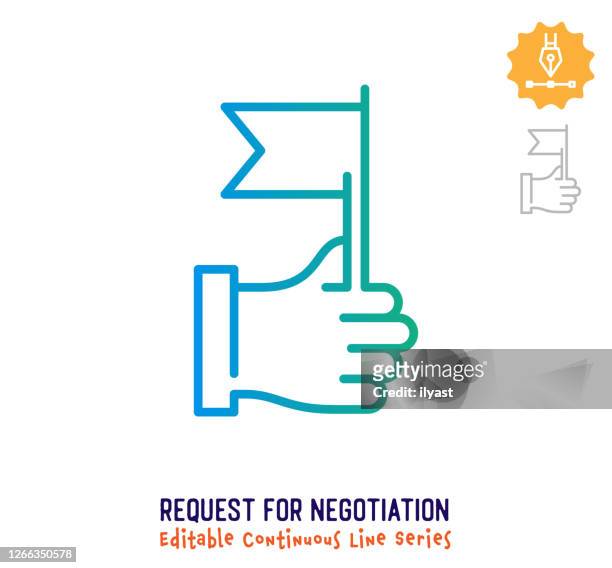 request for negotiation continuous line editable stroke icon - begging social issue stock illustrations