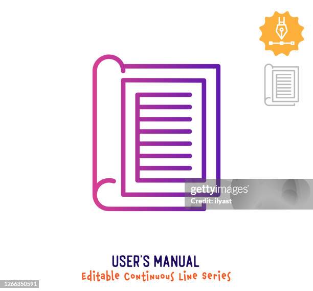 stockillustraties, clipart, cartoons en iconen met pictogram handmatige doorlopende lijn van de gebruiker - instruction manual