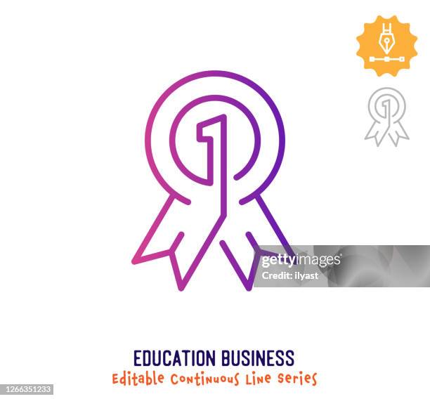 ilustrações de stock, clip art, desenhos animados e ícones de education business continuous line editable stroke icon - certification-icon