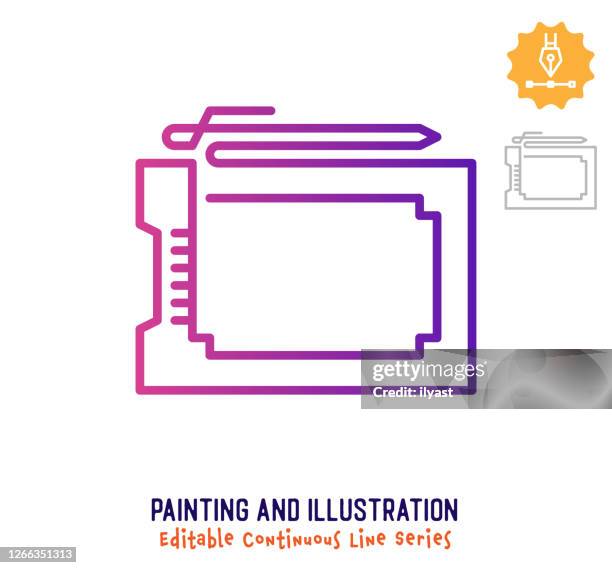 painting & illustration continuous line editable stroke icon - continuous learning stock illustrations
