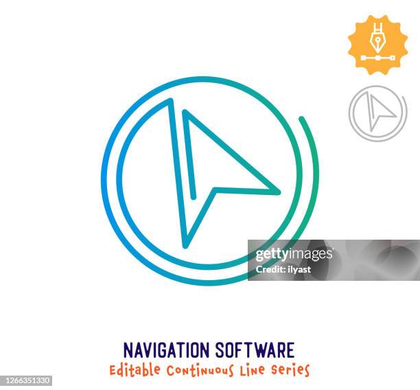 illustrazioni stock, clip art, cartoni animati e icone di tendenza di icona del tratto modificabile in linea continua del software di navigazione - navigator