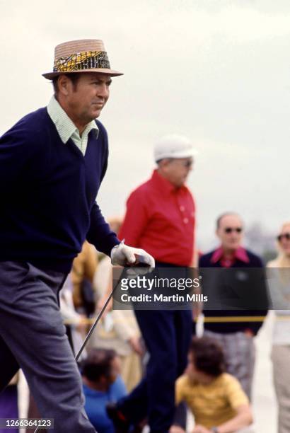 Golfer Sam Snead of the United States walks on the course during the 1973 Jackie Gleason Inverrary-National Airlines Classic on February 22, 1973 at...
