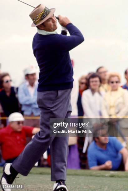 Golfer Sam Snead of the United States follows his shot during the 1973 Jackie Gleason Inverrary-National Airlines Classic on February 22, 1973 at the...