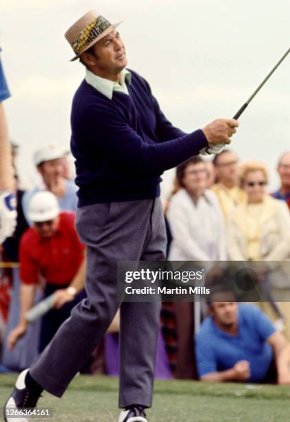 Golfer Sam Snead of the United States follows his shot during the 1973 Jackie Gleason Inverrary-National Airlines Classic on February 22, 1973 at the...