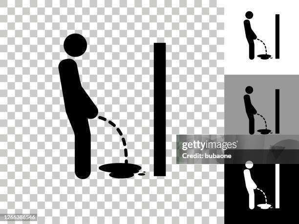 peeing icon on checkerboard transparent background - urine vector stock illustrations