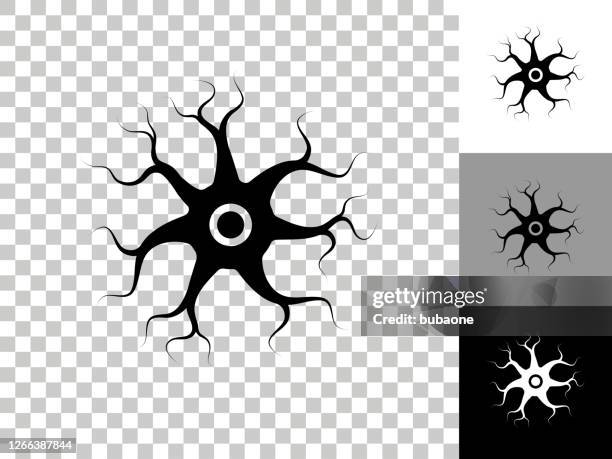 ilustraciones, imágenes clip art, dibujos animados e iconos de stock de icono de la célula nerviosa en el fondo transparente del tablero de ajedrez - neurone