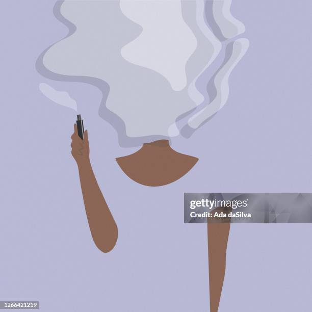 young women smoking electronic cigarette. - controlled substances covid 19 stock illustrations