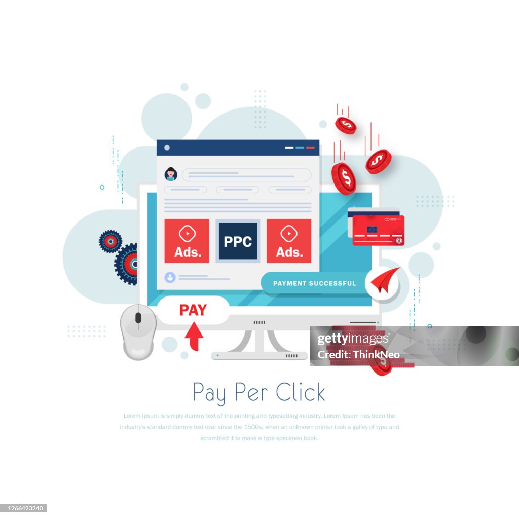 Computer Pay Per Pay Per Click Illustration With Computer Stock Illustration High-Res ...