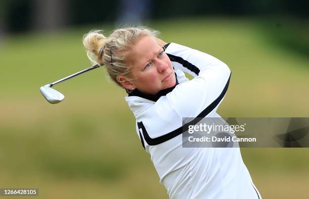 Nicole Broch Larsen of Denmark plays her second shot on the second hole during the third round of the Aberdeen Standard Investments Ladies Scottish...