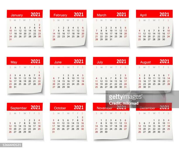 stockillustraties, clipart, cartoons en iconen met kalender 2021 vector ontwerp template week start op zondag, geïsoleerd op een witte achtergrond. kalenderpapier blad. - 2021