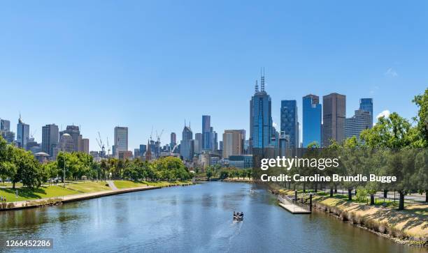 skyline of melbourne, australia - victoria river stock pictures, royalty-free photos & images