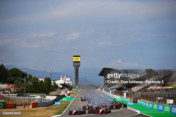 Robert Shwartzman of Russia and Prema Racing , Callum Ilott of Great Britain and UNI-Virtuosi Racing and Mick Schumacher of Germany and Prema Racing...