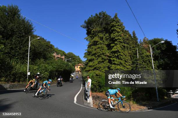 George Bennett of New Zealand and Team Jumbo - Visma / Aleksander Vlasov of Russia and Astana Pro Team / Jakob Fuglsang of Denmark and Astana Pro...