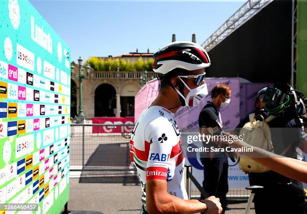 Fabio Aru of UAE Team Emirates speaks during an interview at 114th Il Lombardia 2020 on August 15, 2020 in Bergamo, Italy.