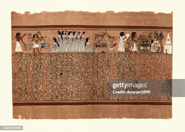 bildbanksillustrationer, clip art samt tecknat material och ikoner med papyrus av ani, forntida egyptiska, begravning procession, mamma, anubis - egypt