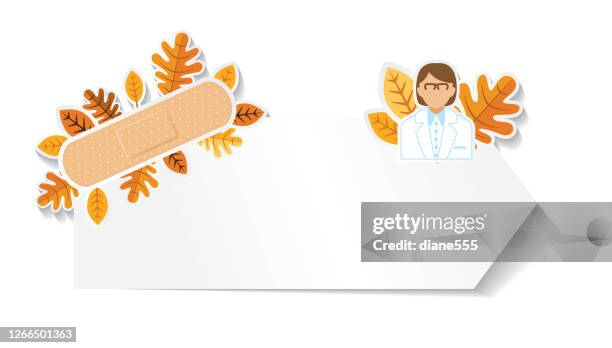 flu shot banners stickers - fall prevention stock illustrations