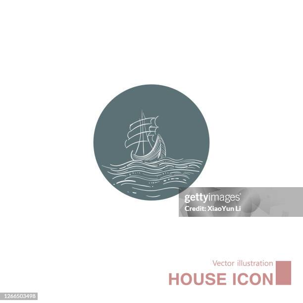 vector drawn sailboat icon. - boat logo stock illustrations