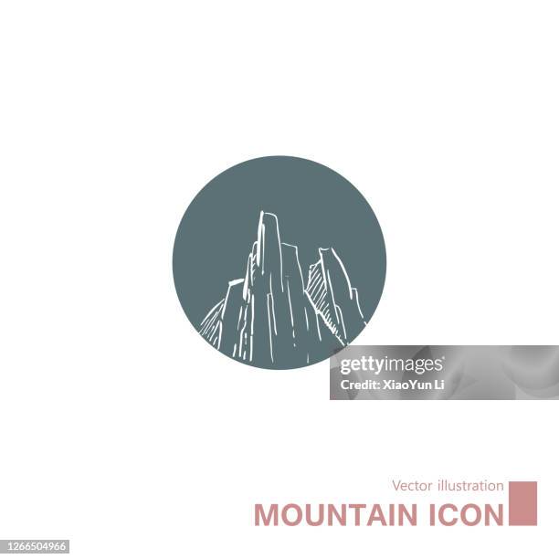 vector drawn mountain icon. - mountain peak logo stock illustrations