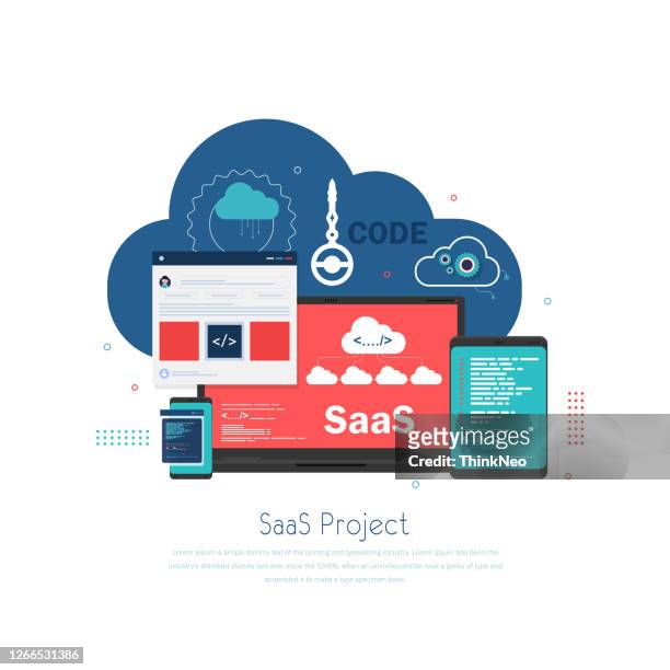 saas business cloud technology trend stock illustration - platform shoe stock illustrations