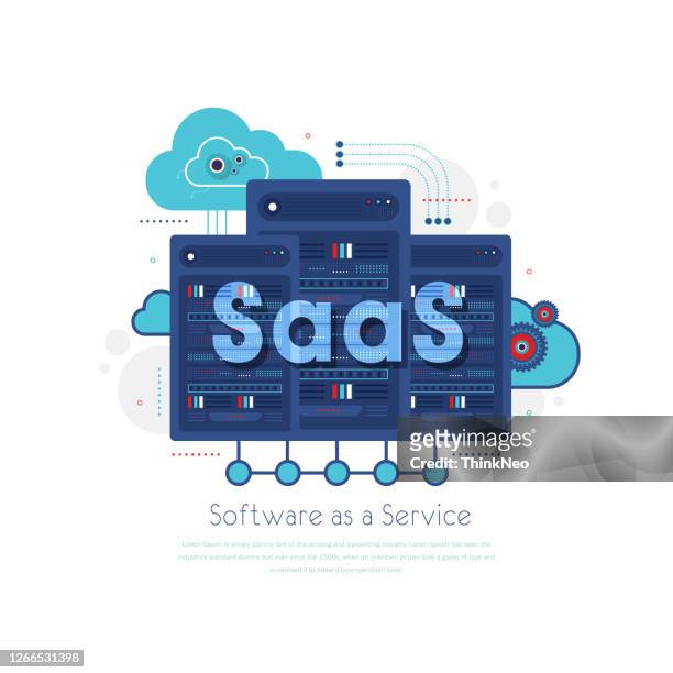 saas - software as a service concept - platform shoe stock illustrations