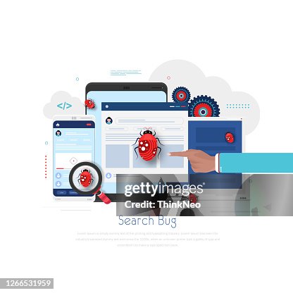 捕獲網頁上的 Bug。IT軟體應用測試、品質保證、QA團隊和錯誤修復概念。 捕獲網頁上的 Bug。IT軟體應用測試、品質保證、QA團隊和錯誤修復概念。