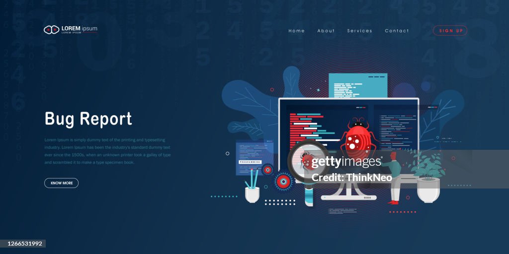 Finding Bugs On Computer Programming With Laptop And Magnifying Glass ...