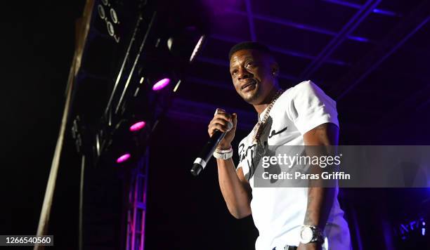 Boosie Badazz performs onstage during The Parking Lot Concert Series at Georgia International Convention Center on August 15, 2020 in College Park,...