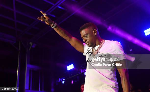 Boosie Badazz performs onstage during The Parking Lot Concert Series at Georgia International Convention Center on August 15, 2020 in College Park,...