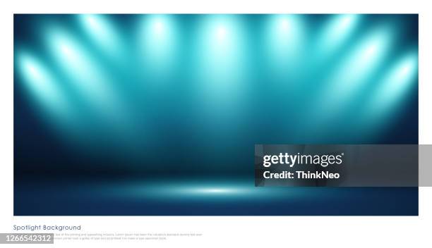 illustrazioni stock, clip art, cartoni animati e icone di tendenza di sfondo luci arena palcoscenico blu con riflettore - stage light