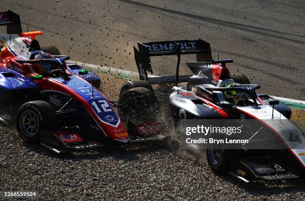 Max Fewtrell of Great Britain and Hitech Grand Prix and Olli Caldwell of Great Britain and Trident crash during race two of the Formula 3...