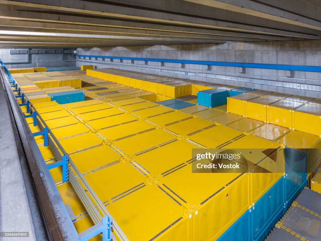 Storage of nuclear waste barrels