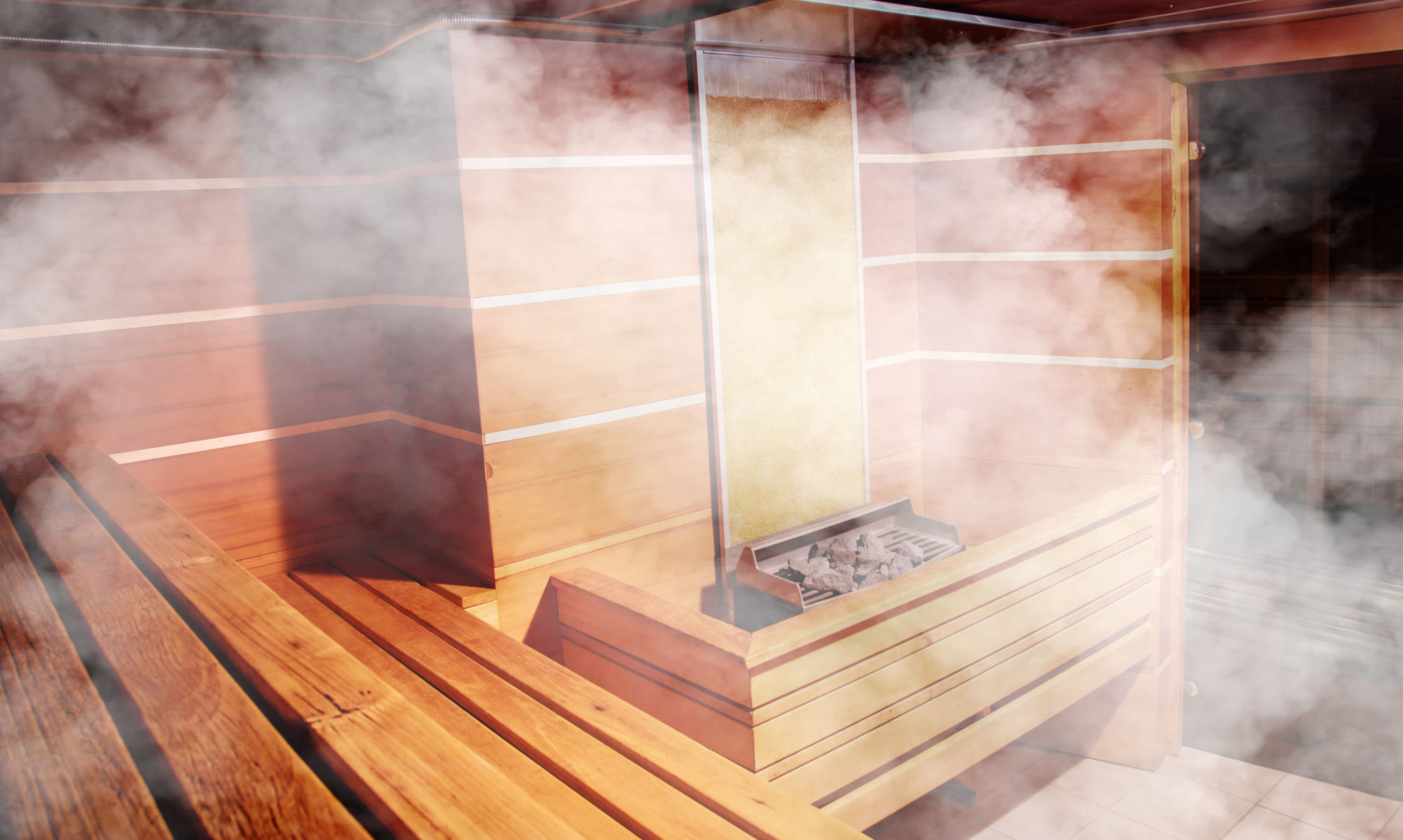 Interior of Finnish sauna or classic wooden sauna. Relax and treatment in the spa Interior of Finnish sauna or classic wooden sauna. Relax and treatment in the spa