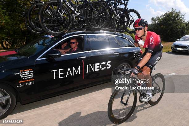 Cameron Wurf of Australia and Team INEOS / Brett Lancaster of Australia Sports Director of Team INEOS / Car / during the 41st Tour de Wallonie 2020,...