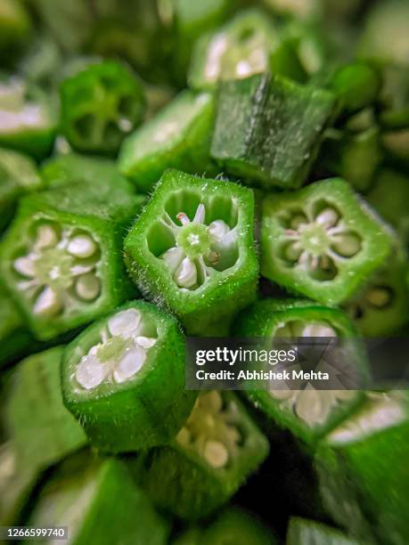 okra close up - okra - fotografias e filmes do acervo