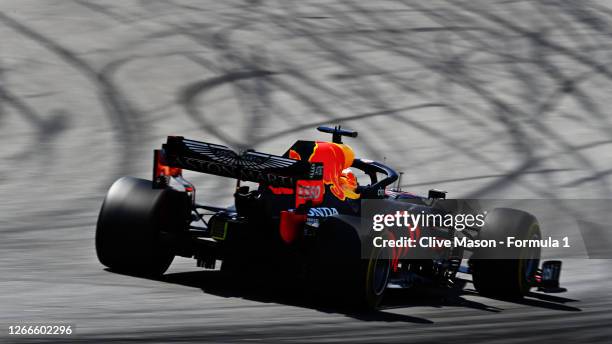 Max Verstappen of the Netherlands driving the Aston Martin Red Bull Racing RB16 during the F1 Grand Prix of Spain at Circuit de Barcelona-Catalunya...