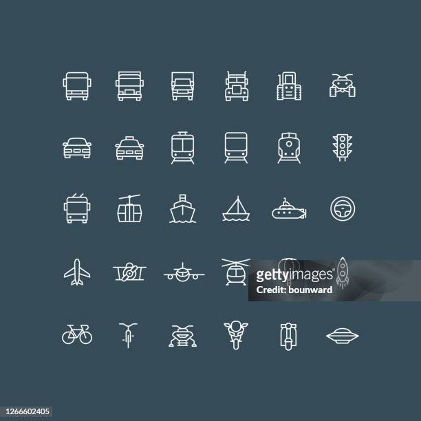 transportlinie icons editable stoke - cruise and motorbike and ship stock-grafiken, -clipart, -cartoons und -symbole