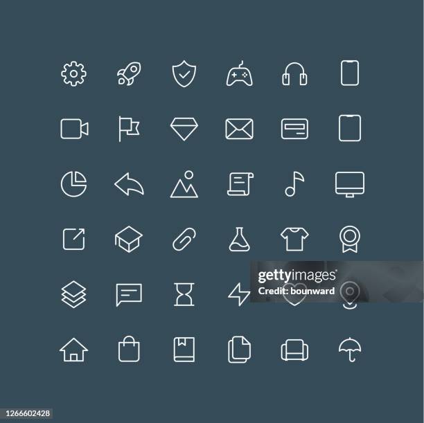 user interface web page line icons editable stroke - rockets v thunder stock illustrations