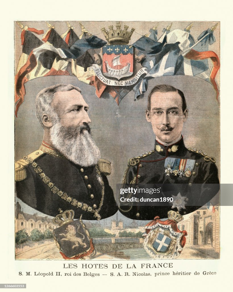 King Leopold II of Belgium and Prince Nicholas of Greece and Denmark, 1895
