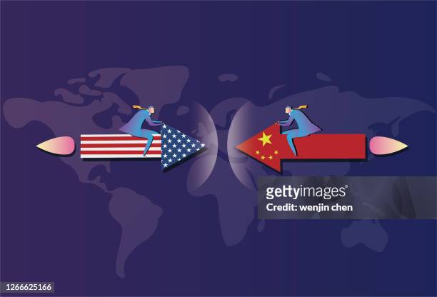 chinas und den vereinigten staaten politische und wirtschaftliche konfrontation, handelskrieg, - confrontation stock-grafiken, -clipart, -cartoons und -symbole