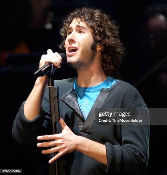 Josh Groban performs during his "Closer" tour at Shoreline Amphitheatre on August 24, 2004 in Mountain View, California.