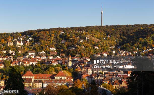 stuttgart-süd in autumn, stuttgart, baden-württemberg, germany - stuttgart skyline stock pictures, royalty-free photos & images
