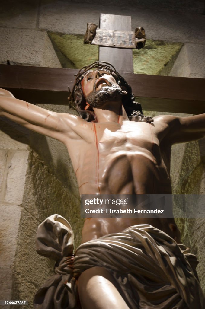 Jesus Christ hanging on a cross in Christian the church